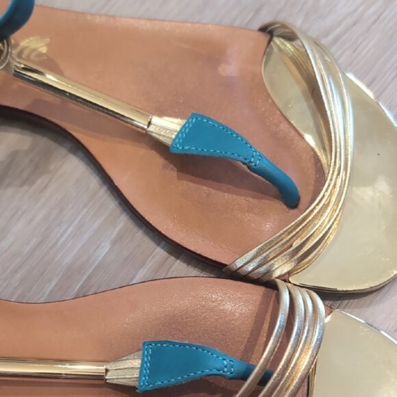 LINTERVALLE Gold and Teal Sandals - Picture 6 of 12